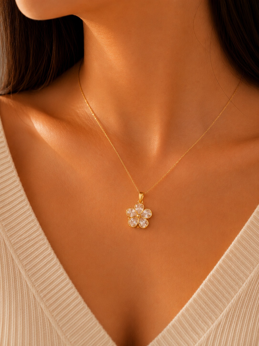 COLLAR GIRATORIO FLOR CRISTAL 